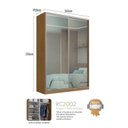 Ver imagem 2 de Guarda-Roupa Casal 2 Portas de Correr 2 Espelhos 3 Gavetas MDF Aura 165cm Marrom Freijó Nature