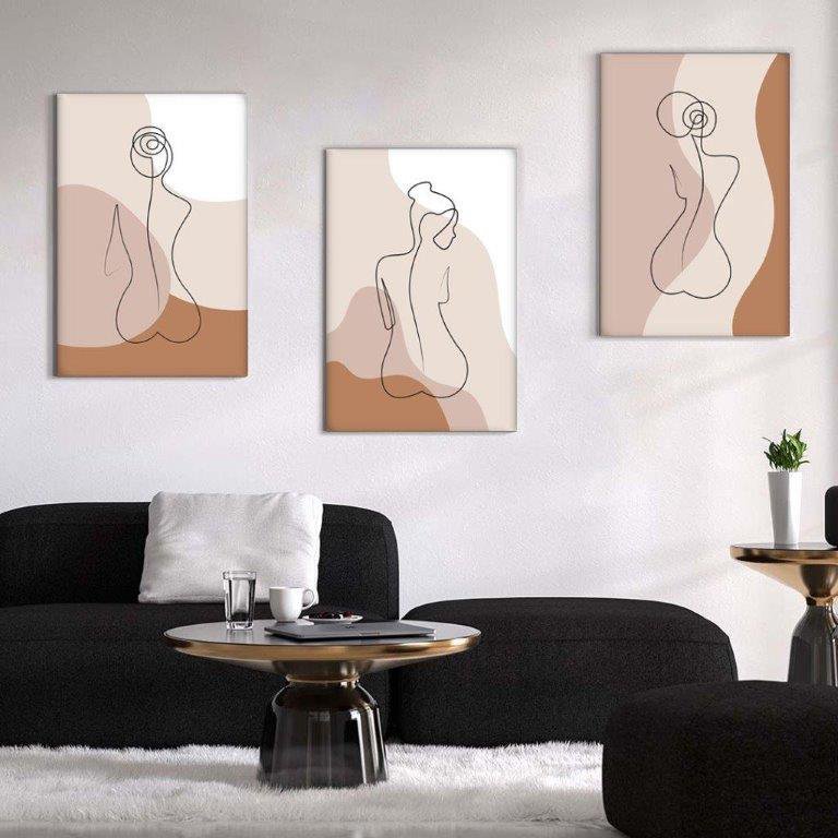 Kit com 3 Quadros Arte Abstrata em Lona 60x90cm - 1