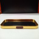 Ver imagem 2 de Bandeja Decorativa de Metal Dourado 1x22x9cm Servir Mesa Organizar Café Aparador