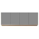 Ver imagem 1 de Armário Aéreo 160cm 4 Portas Nevada Castanho/Cinza