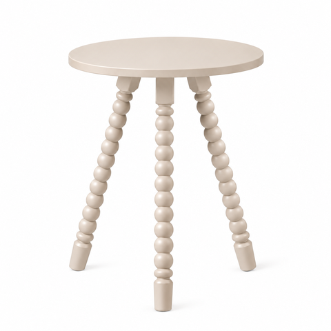 Mesa Lateral de Apoio em Madeira Maciça com Design Torneado Areia