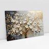 Quadro Decorativo Árvore da Vida Flores Brancas Dourado Sala Quarto Casa Escritório - 2