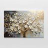Quadro Decorativo Árvore da Vida Flores Brancas Dourado Sala Quarto Casa Escritório - 3