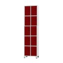 Ver imagem 1 de Armário Roupeiro de Aço 10 Portas para Vestiário Vermelho com Chave