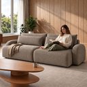 Ver imagem 4 de Sofá Cama Modular Orgânico Retrátil 4 Lugares 230cm com Base em Madeira Maciça Oxford