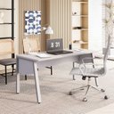 Ver imagem 2 de Mesa Escrivaninha Escritório com 150cm Industrial Tampo Chanfrado e Pés Metálicos Executive Cinza