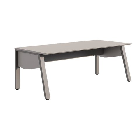 Mesa Escrivaninha Escritório com 150cm Industrial Tampo Chanfrado e Pés Metálicos Executive Cinza