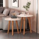 Ver imagem 1 de Conjunto Kit Mesa de Cabeceira Redonda Canto Apoio Cama Quarto Atalanta Off White