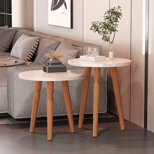 Conjunto Kit Mesa de Cabeceira Redonda Canto Apoio Cama Quarto Atalanta Off White