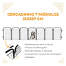 Cercadinho Dobrável 7 Módulos Divisor de Ambientes para Pet Cães e Gatos Preto - 2