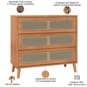 Ver imagem 4 de Cômoda para Quarto 3 Gavetas com Palha 105cm Pés Retrô Arnoni D03 Freijó - Lyam Decor