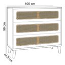 Ver imagem 2 de Cômoda para Quarto 3 Gavetas com Palha 105cm Pés Retrô Arnoni D03 Freijó - Lyam Decor