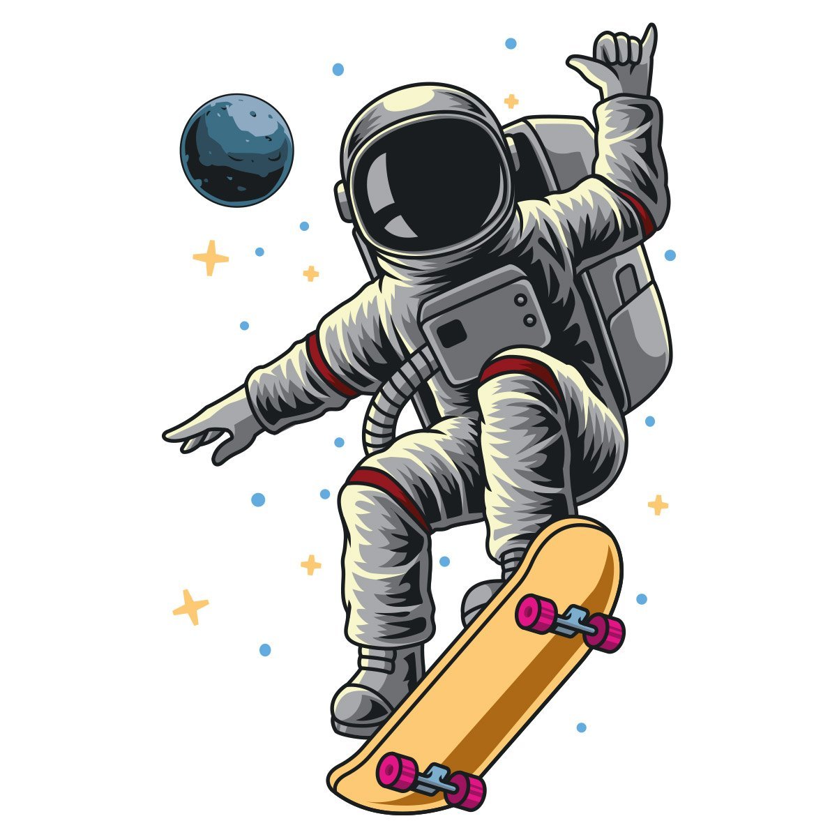 Adesivo de Parede - Skate Astronauta Dekalque Adesivo Adesivo de Parede Recortado 58x90 - 3