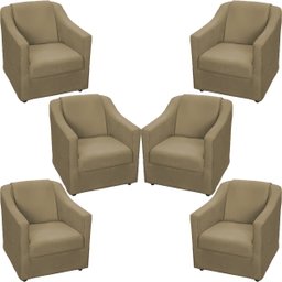 Kit 6 Poltronas Decorativas Para Sala De Espera Recepção Escritório Consultório Suede - 1