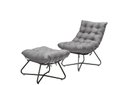 Ver imagem 2 de Poltrona Costela com Puff Eva Base Metal Preto - Linho Cinza