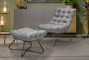 Ver imagem 3 de Poltrona Costela com Puff Eva Base Metal Preto - Linho Cinza