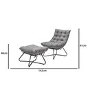 Ver imagem 1 de Poltrona Costela com Puff Eva Base Metal Preto - Linho Cinza