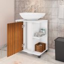 Ver imagem 3 de Gabinete Banheiro para Lavatorio Pia de Coluna Tokio Branco com Ripado - Potenza