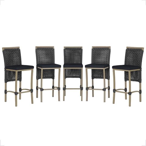 5 Banqueta em Alumínio Roma Fendi Corda Náutica Tecido 12