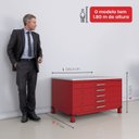 Ver imagem 5 de Mapoteca Mont 5 Gavetas 71,3cm x 120,4cm Aço Vermelho/Cinza