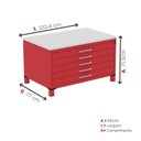 Ver imagem 3 de Mapoteca Mont 5 Gavetas 71,3cm x 120,4cm Aço Vermelho/Cinza