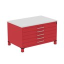 Ver imagem 2 de Mapoteca Mont 5 Gavetas 71,3cm x 120,4cm Aço Vermelho/Cinza