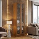 Ver imagem 3 de Cristaleira Cristal 2 Portas Vidro 4 Prateleiras MDF LED Amadeirado Indékes