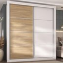 Ver imagem 1 de Guarda-roupas Casal 2 Portas de Correr 4 Gavetas Alasca Multimóveis Mp4265 Madeirado/branco