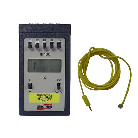 Kit Termômetro Digital -40 A 1000C 5 Pontos Medição Tipo K Th-1000 Portátil Com Sensor Tubulação S-0