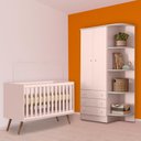 Ver imagem 1 de Conjunto Berço Mini Cama Retrô e Guarda Roupa 2 Portas Rosa
