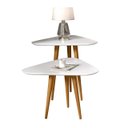 Ver imagem 2 de Kit Sala 2 Mesas Lateral e Apoio 3 Pontas Estilo Retro Pés Palito Cor Branco - Comprar Moveis em Cas