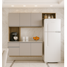 Kit Cozinha Suspensa Mel com Balcão Damasco Off White - 163cm -  Poquema Móveis - 1