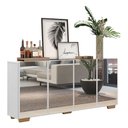Ver imagem 1 de Aparador Buffet 4 portas com Espelho e Pés Quadrados Vegas Multimóveis V3560 Branco/Natural