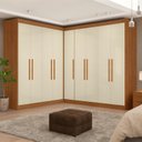 Ver imagem 6 de Guarda-Roupa Modulado de Canto com Puxadores MDF Paris Bege/Cinamomo/Off White