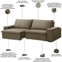 Ver imagem 4 de Sofá 3 Lugares Retrátil Reclinável para Sala 245cm Malfati F04 Veludo Amêndoa - Lyam Decor
