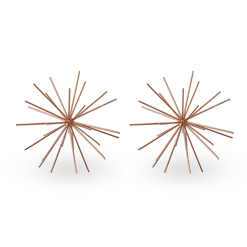 Kit 02 Escultura Ouriço Decorativo de Ferro Aramado Rose Gold