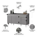 Ver imagem 3 de Balcão de Cozinha com Pia Inox 150cm Marrocos Cinza - Lumil