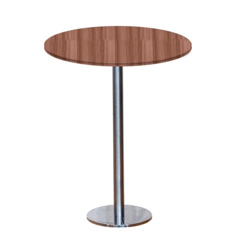 Mesa Pisa Beta Bistrô Fratini 107,50cm (a) Disco Redondo Inox Tampo Mdp Redondo Walnut 70cm (l)