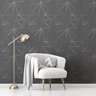 Papel de Parede Adesivo Sala Cinza Chumbo Linhas Prata 6m - 5