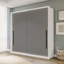 Ver imagem 1 de Guarda Roupa Roupeiro 2 Portas de Correr 2 Gavetas Valência Branco Cinza Politorno Móveis