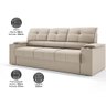 Sofá com Porta Copos Retrátil e Reclinável Tom 2,05m Velosuede - Netsofas - Bege - 2