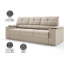 Ver imagem 2 de Sofá com Porta Copos Retrátil e Reclinável Tom 2,05m Velosuede - Netsofas - Bege