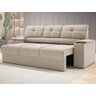 Sofá com Porta Copos Retrátil e Reclinável Tom 2,05m Velosuede - Netsofas - Bege - 1