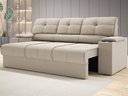 Ver imagem 1 de Sofá com Porta Copos Retrátil e Reclinável Tom 2,05m Velosuede - Netsofas - Bege