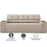 Sofá com Porta Copos Retrátil e Reclinável Tom 2,05m Velosuede - Netsofas - Bege - 4