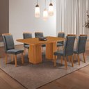 Ver imagem 1 de Mesa de Jantar Eloise 180cm Tampo MDF Canto Copo Laminado e 6 Cadeiras Lorena
