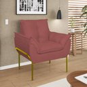 Ver imagem 6 de Kit 2 Poltronas + Namoradeira Pé Metal Dourado Recepção Sala Rosa