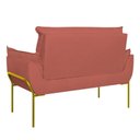Ver imagem 4 de Kit 2 Poltronas + Namoradeira Pé Metal Dourado Recepção Sala Rosa