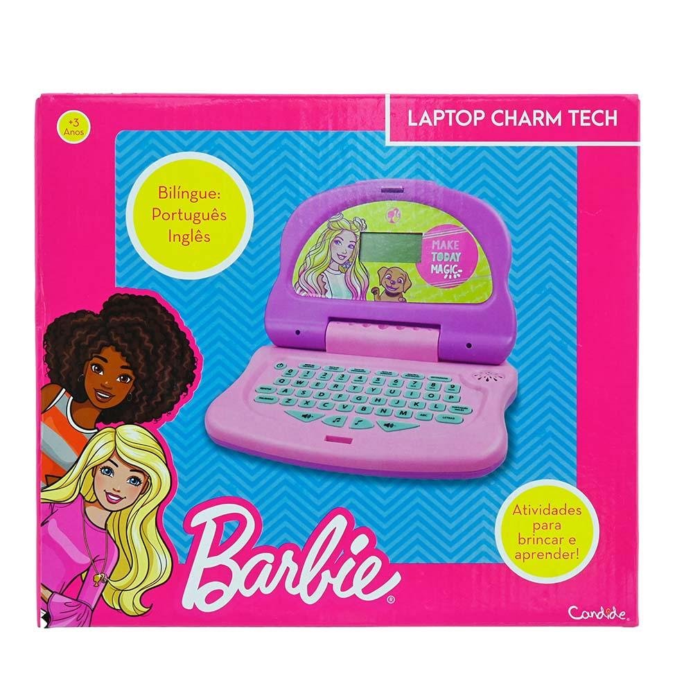 Kit Laptop Infantil Educativo Candide Barbie Charm Tech Bilíngue + 1 Fidget Spinner Sortido - 3
