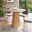 Ver imagem 2 de Mesa de Jantar Redonda 100cm Scandi 4 Lugares Lamina Natural de Madeira Off White Vidro